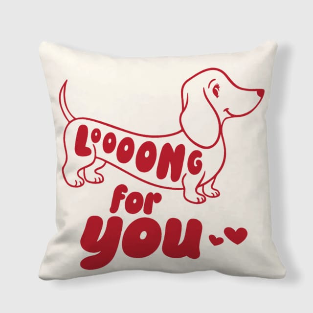 Funny Dachshund Throw Pillow for Pet Lovers Valentine Gift