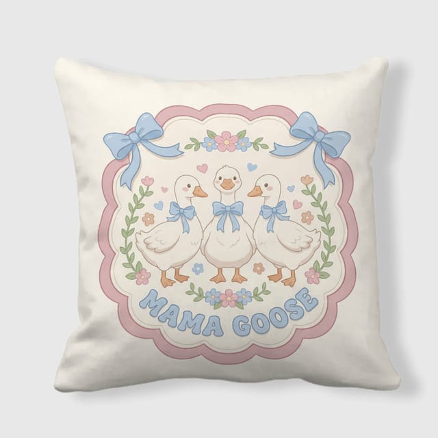 Cute Mama Goose Throw Pillow for Mom Mother's Day Gift