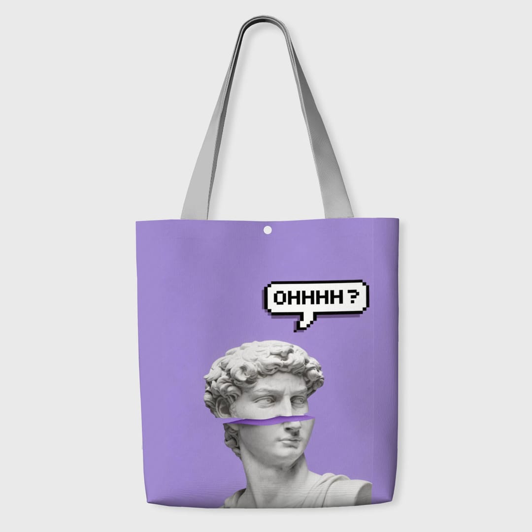 Vaporwave David Tote Bag for Art Lovers Daily Use - 1