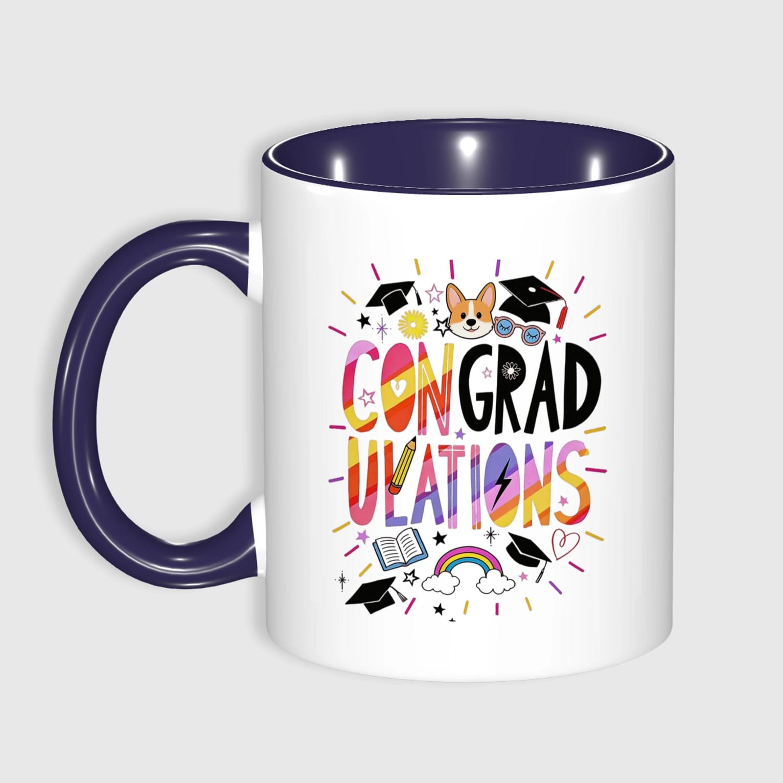 Corgi Graduation Congrats Accent Mug for Grads & Pet Lovers
