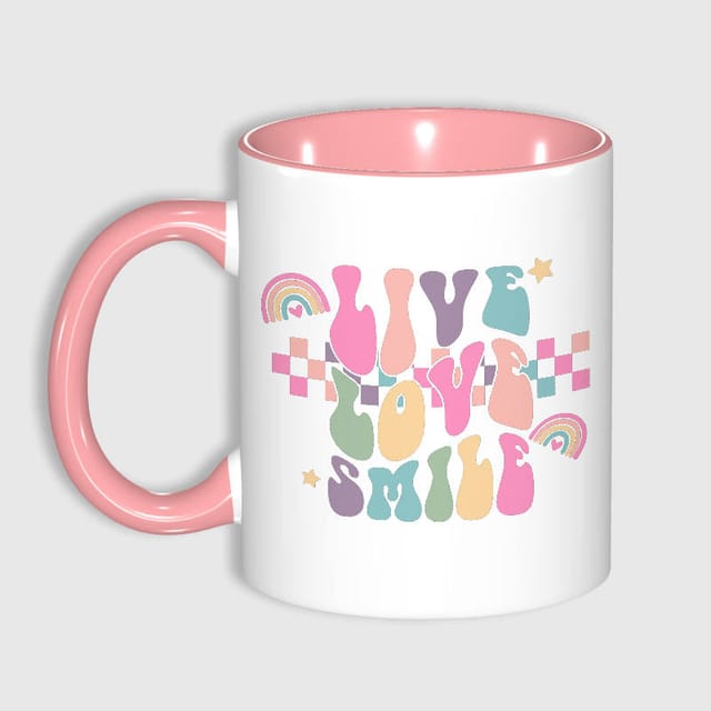 Pastel Live Love Smile 11oz Mug for Her Birthday Gift