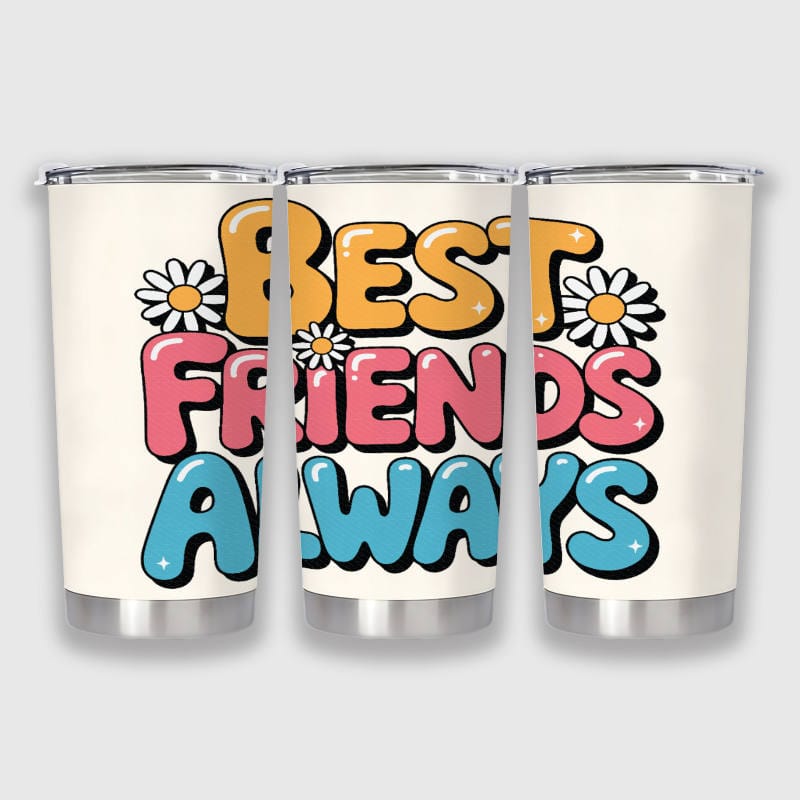 Retro Floral Best Friends 20oz Tumbler for BFFs Daily Use