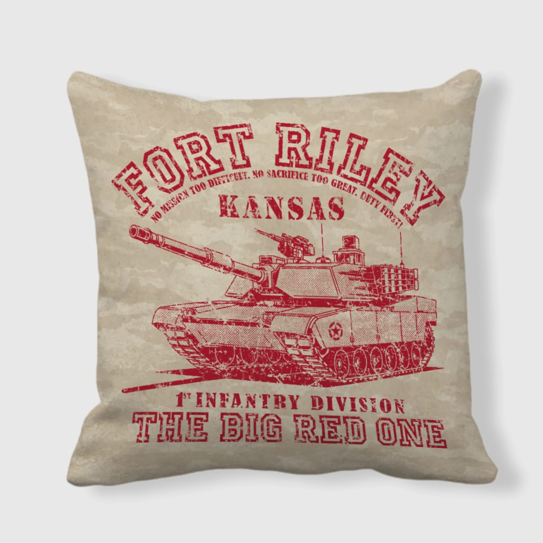 FORT RILEY Vintage Red Satin Pillow - 1