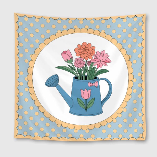 Cute Floral Watering Can Square Towel for Mom Birthday Gift