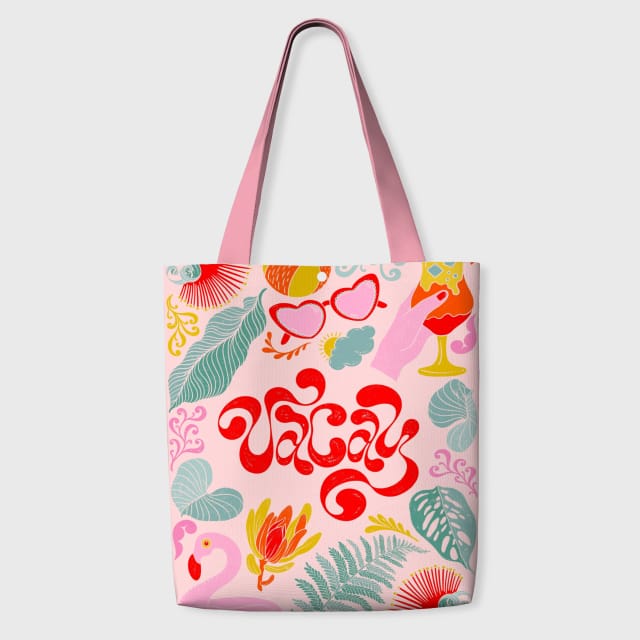 Retro Vacay Flamingo Canvas Tote Bag for Women Summer Daily Use