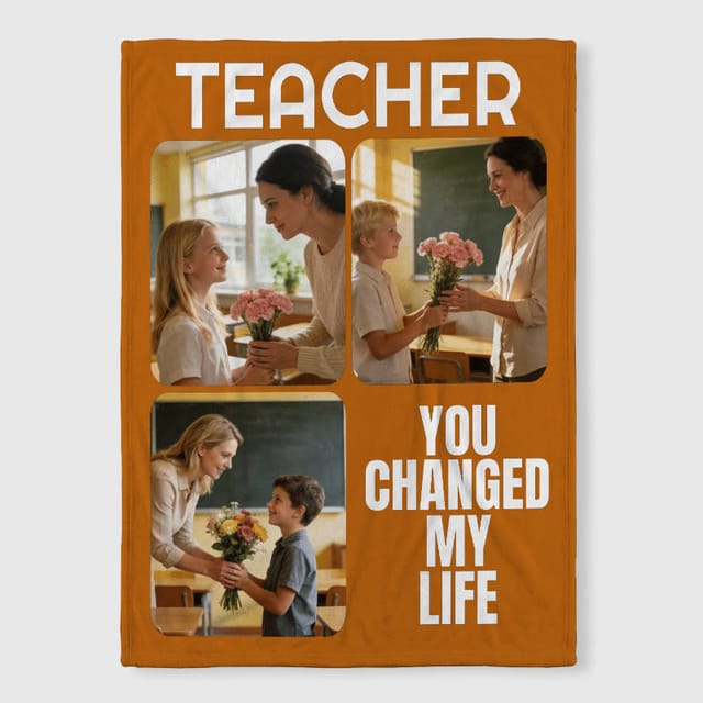 Custom Photo Fleece Blanket for Teachers Appreciation Gift