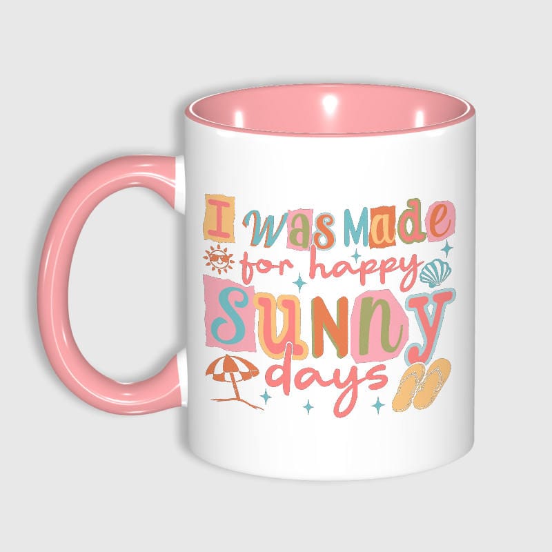 Sunny Days Quote Pink Accent Mug for Summer Lovers Daily Use