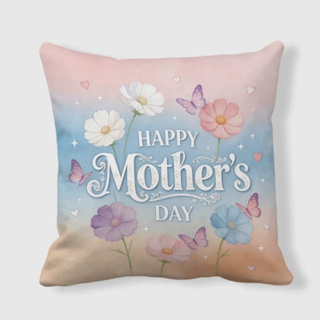 Floral Happy Mother's Day Throw Pillow for Mom Gift