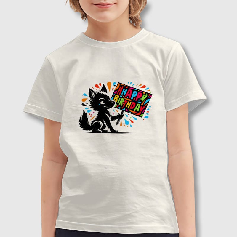 Cute Wolf Print Kids T-Shirt for Boys Girls Birthday Gift