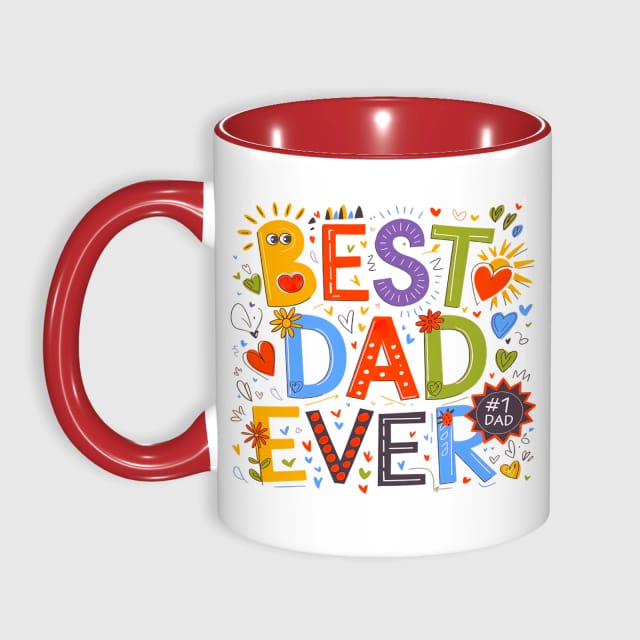 Best Dad Ever Red Accent Coffee Mug for Dad Father's Day Gift