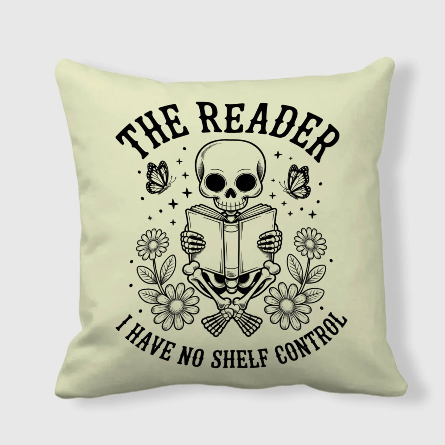 Funny Skeleton Reader Pillow for Book Lover Gift