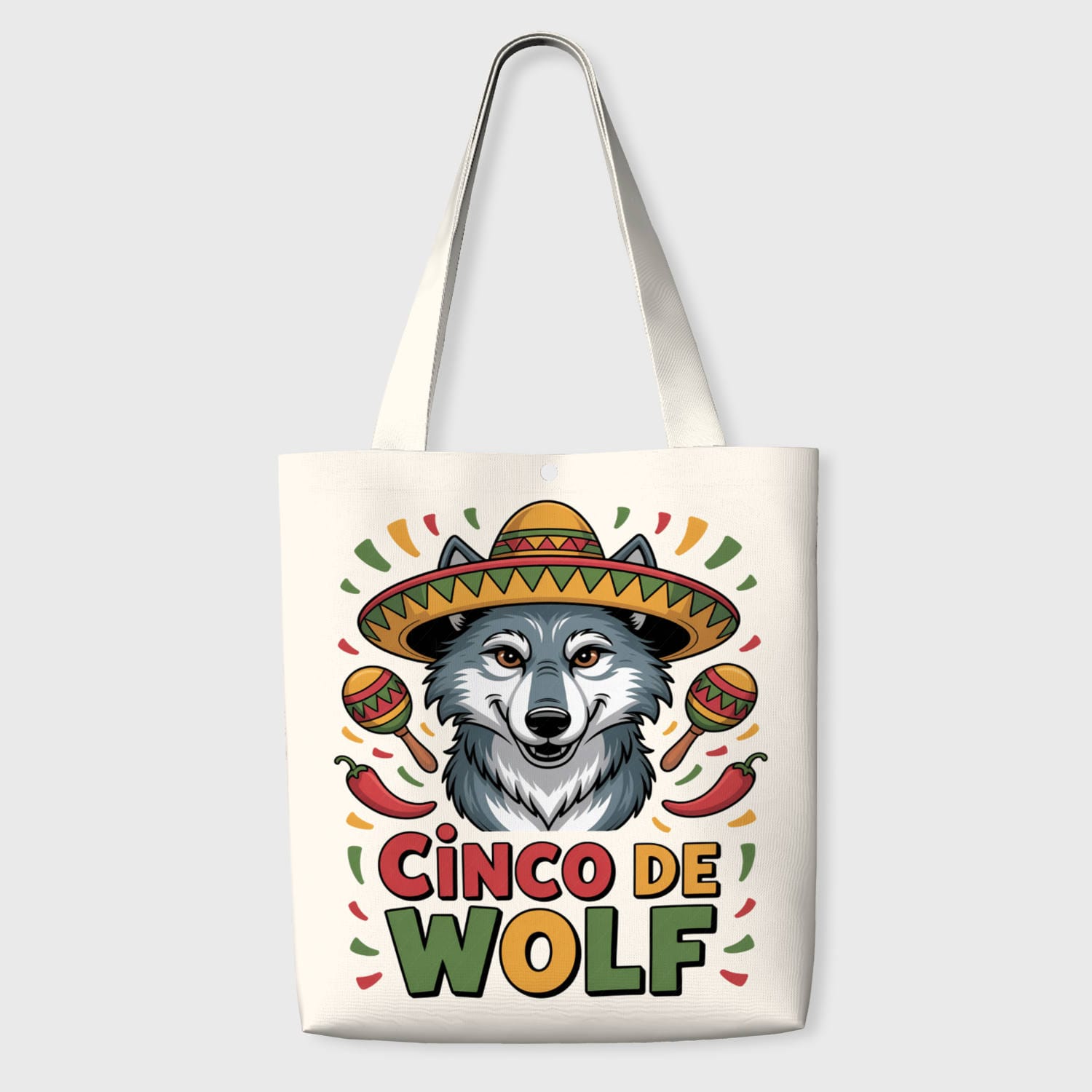 Funny Cinco De Wolf Tote Bag for Wolf Lovers Fiesta Gift