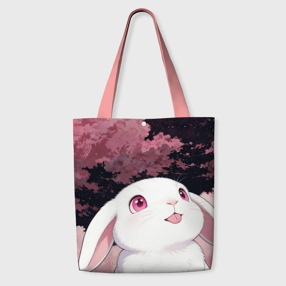 Cute Anime Bunny Tote Bag for Rabbit Lovers Gift - 1