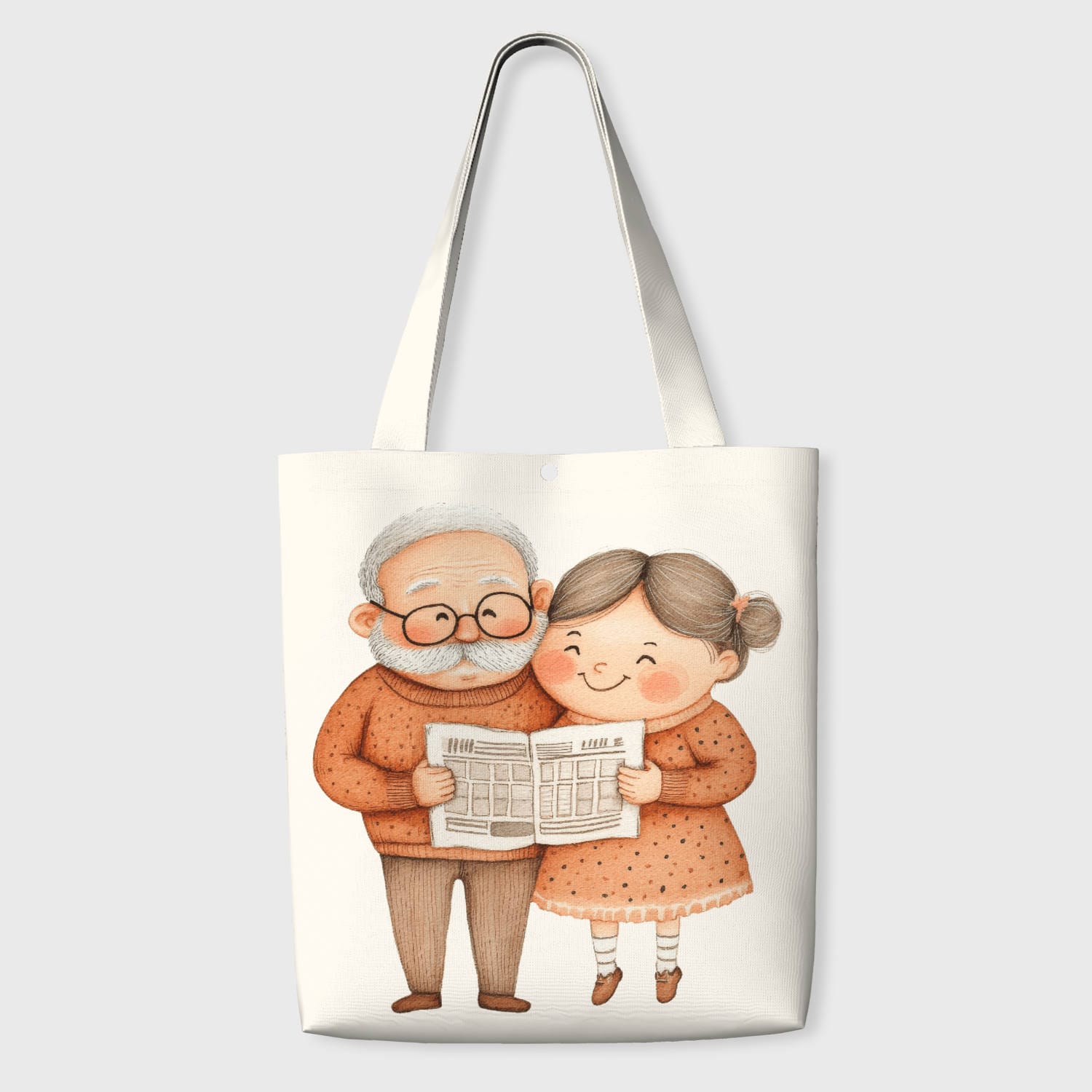 Grandparent Newspaper Canvas Tote for Grandparents Gift