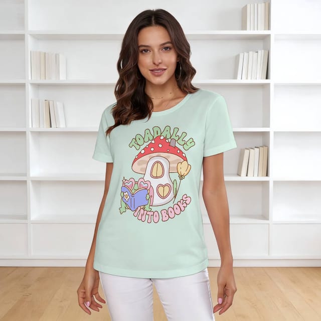 Toadally Into Books T-Shirt for Book Lovers Daily Wear