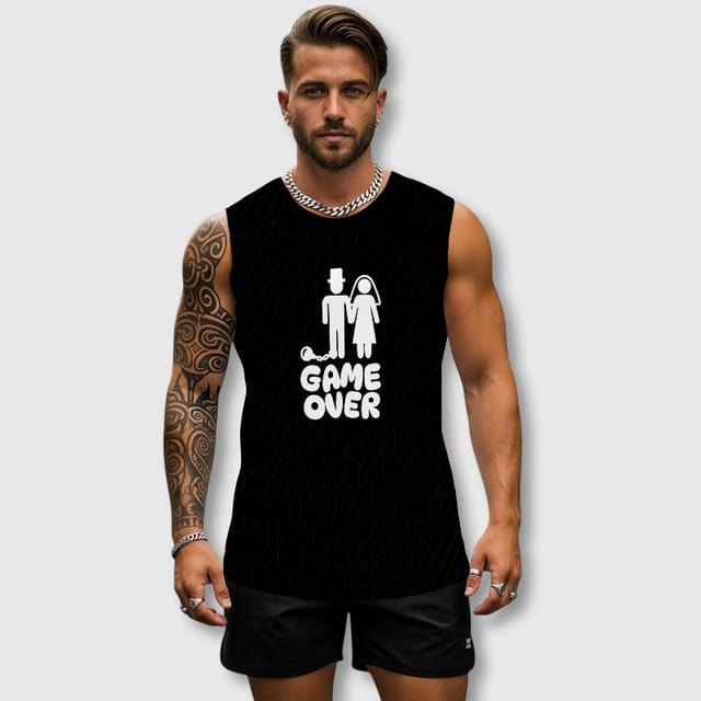 Funny Game Over Wedding Tank Top for Groom Bachelor Gift