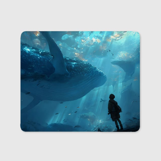 Underwater Whale Scene Mouse Pad for Gamers Birthday Gift
