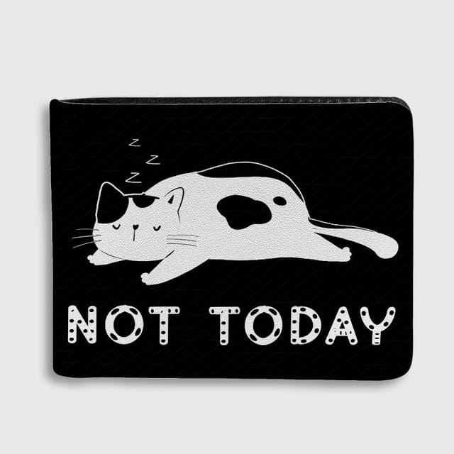 Funny Not Today Cat Bifold Wallet for Cat Lovers Daily Use