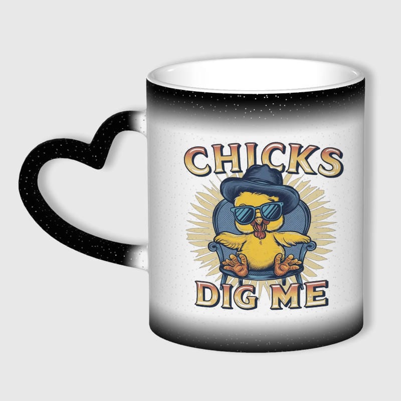 Funny 'Chicks Dig Me' Heat Changing Mug for Easter Gift
