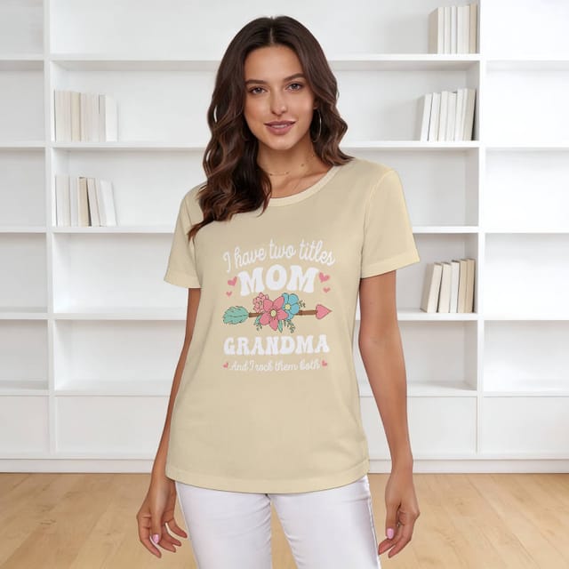 Floral Mom Grandma Quote Crewneck T-Shirt for Mother's Day Gift