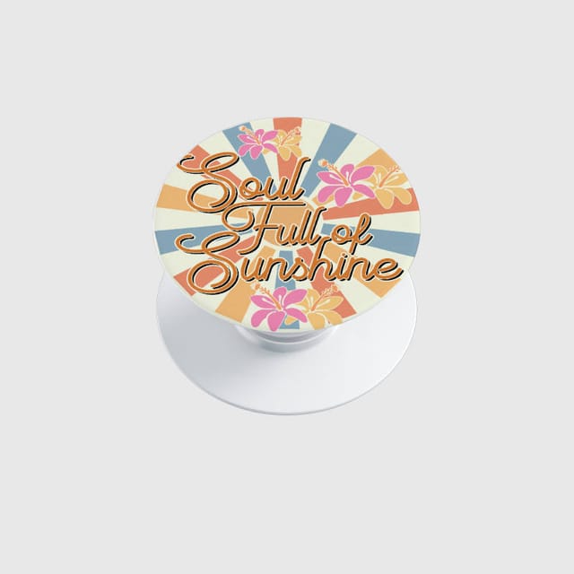 Retro Hibiscus Sunshine Quote Phone Grip for Her Summer Gift