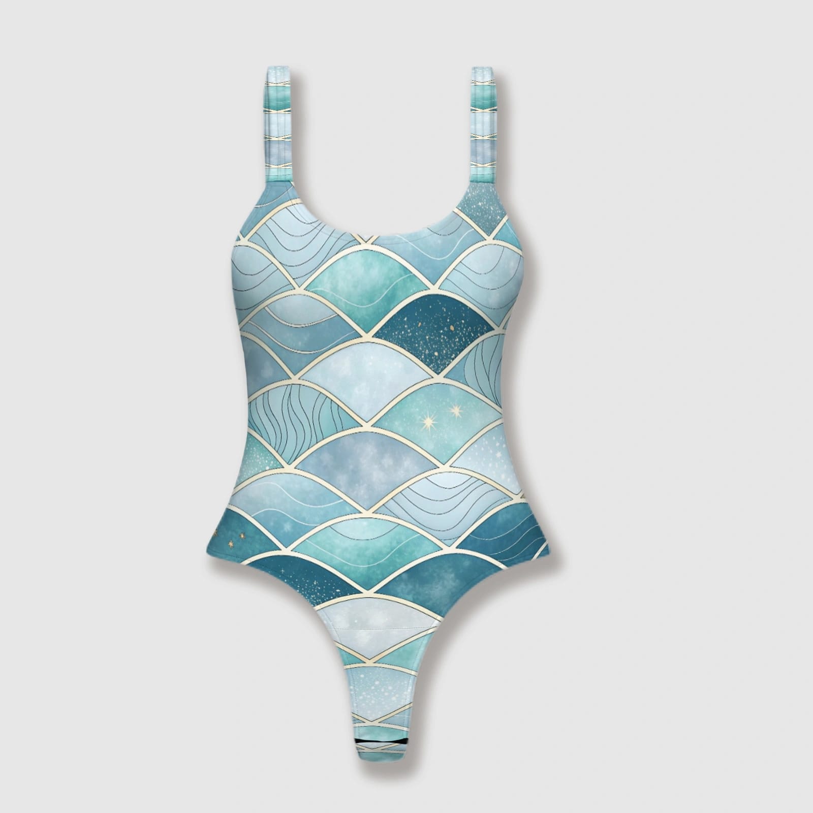 Mermaid Scale One Piece Thong Swimsuit for Women Beach Days