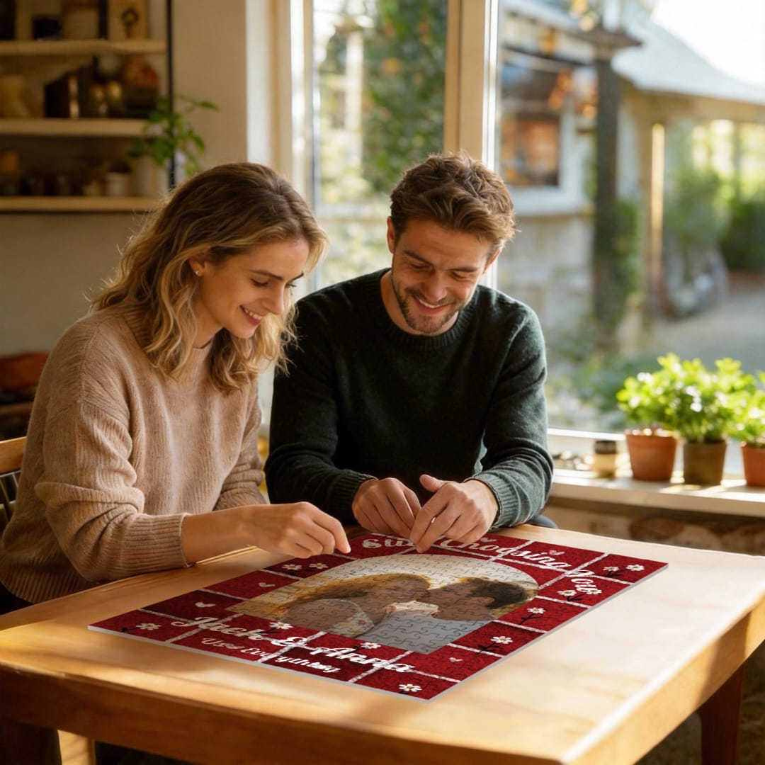 Custom Photo Puzzle – Personalized Jigsaw Puzzle in Wooden or Cardboard Material, Custom Picture Puzzle Gift for Family, Couples, Kids & Holidays - 1