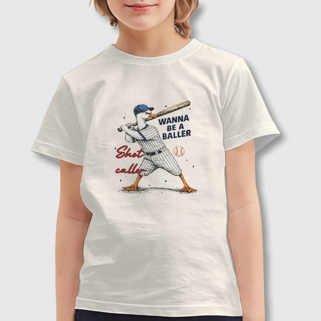 Funny Baseball Goose Kids T-Shirt for Boys Girls Sports Gift