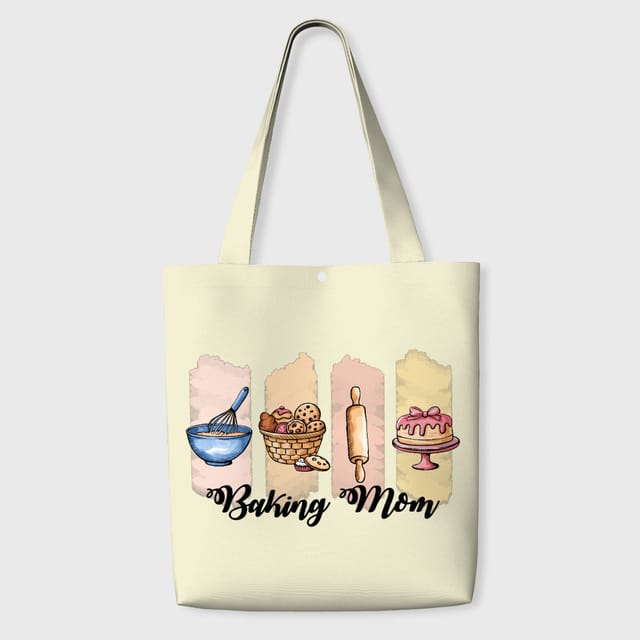 Baking Print Canvas Tote Bag for Baking Moms Mother's Day Gift