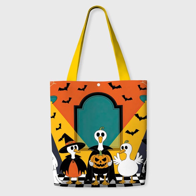 Cute Halloween Goose Polyester Tote Bag for Goose Lovers Daily Use