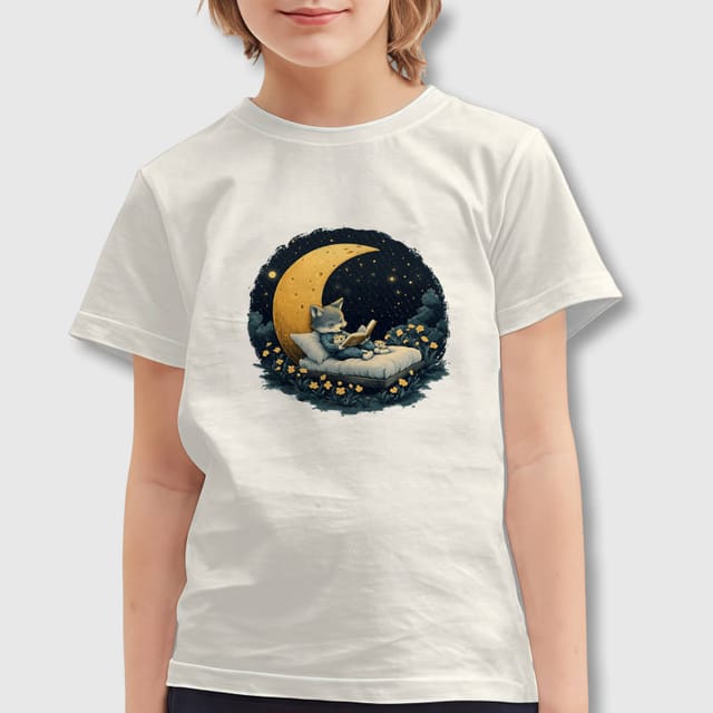 Cute Moon Wolf Kids T-Shirt for Kids Birthday Gift