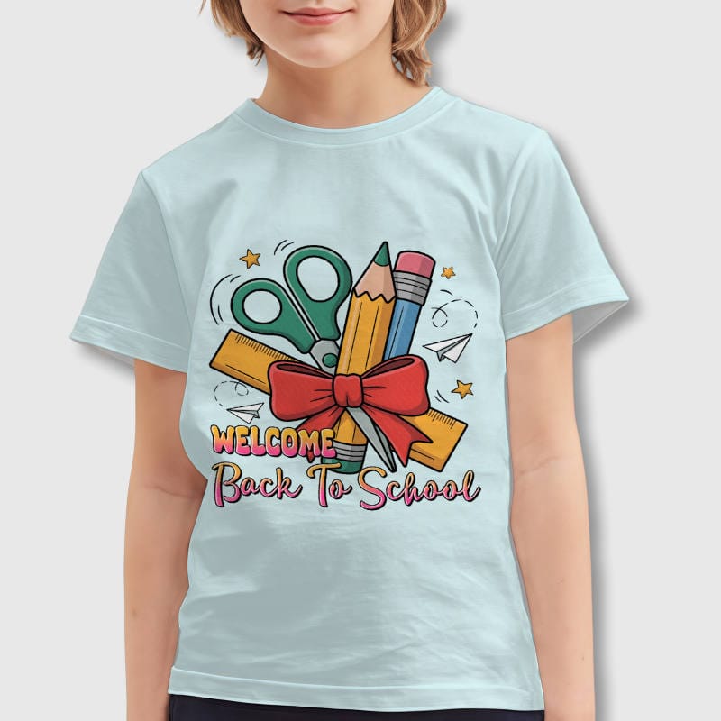 Back To School Stationery Print Kids T-Shirt for First School Day