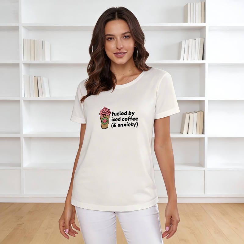 Funny Iced Coffee Quote Women's T-Shirt for Daily Wear