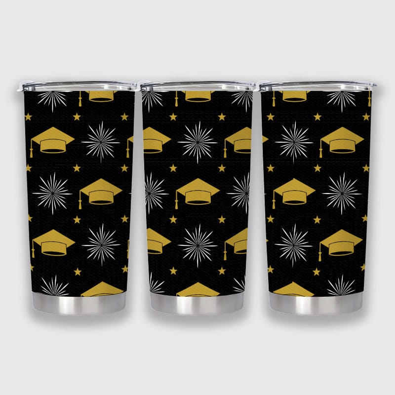 Gold Grad Cap 20oz Insulated Tumbler for Graduate Gifts