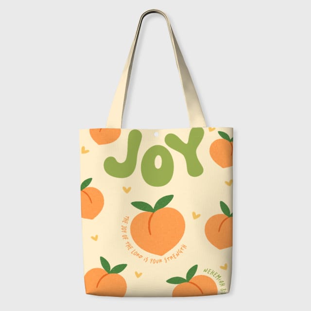 Peach Joy Christian Quote Tote Bag for Daily Gifts & Use