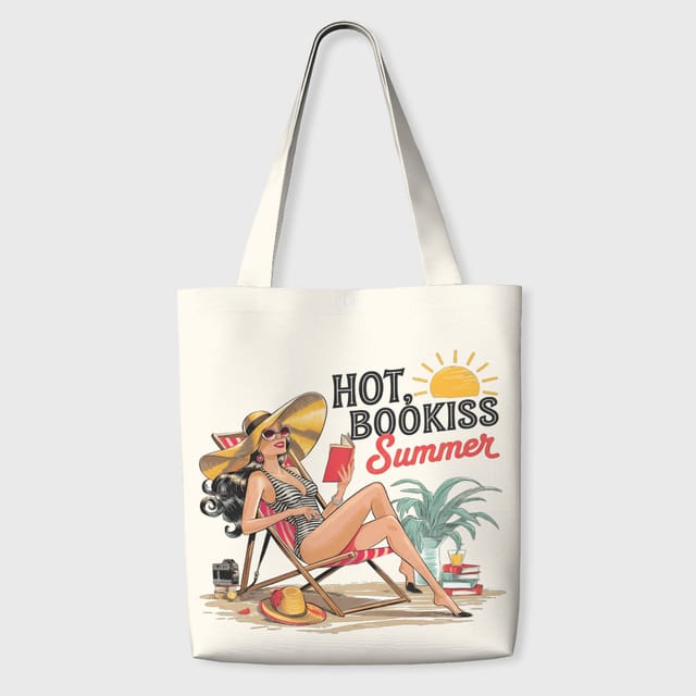 Hot Bookish Summer Print Tote Bag for Book Lovers Beach Use