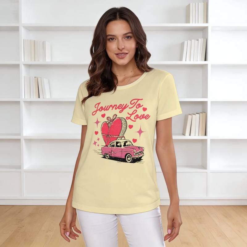 Journey To Love Print T-Shirt for Women Valentine's Day Gift