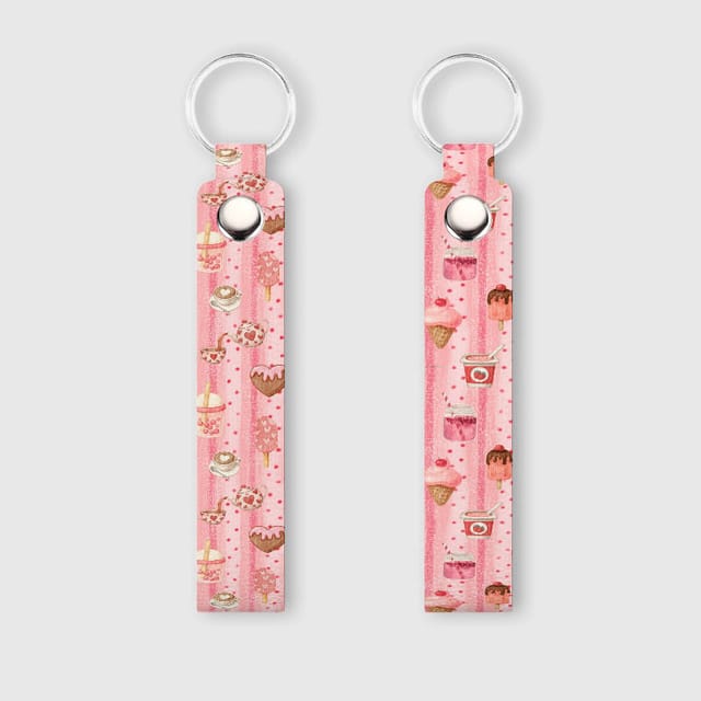 Pink Heart Dessert Keychain Strap for Valentine's Day Gift
