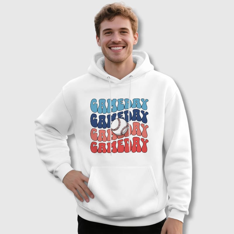 Retro Gameday Baseball Men's Pullover Hoodie for Game Day