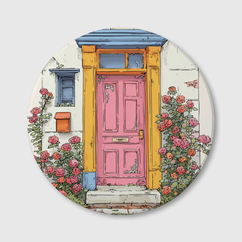 Watercolor Floral Cottage Ceramic Coaster for Her Home Gift