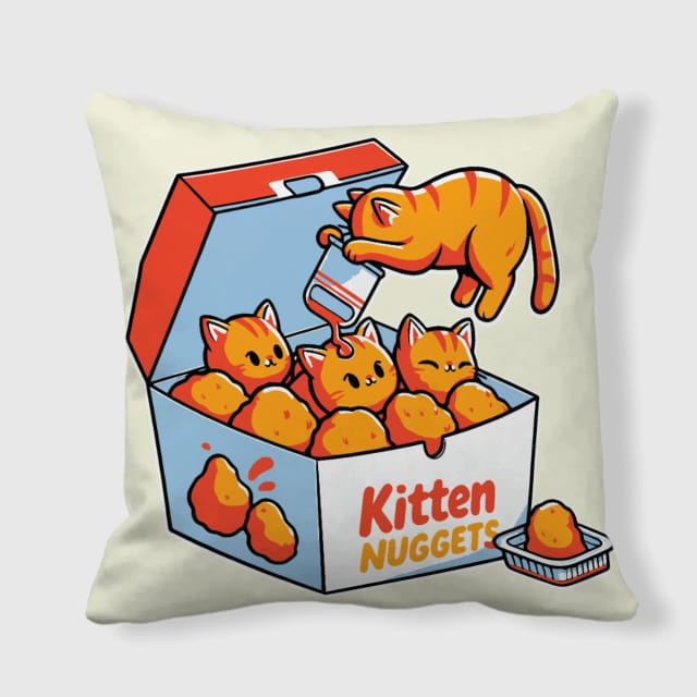 Funny Kitten Nuggets Throw Pillow for Cat Lovers Home Decor