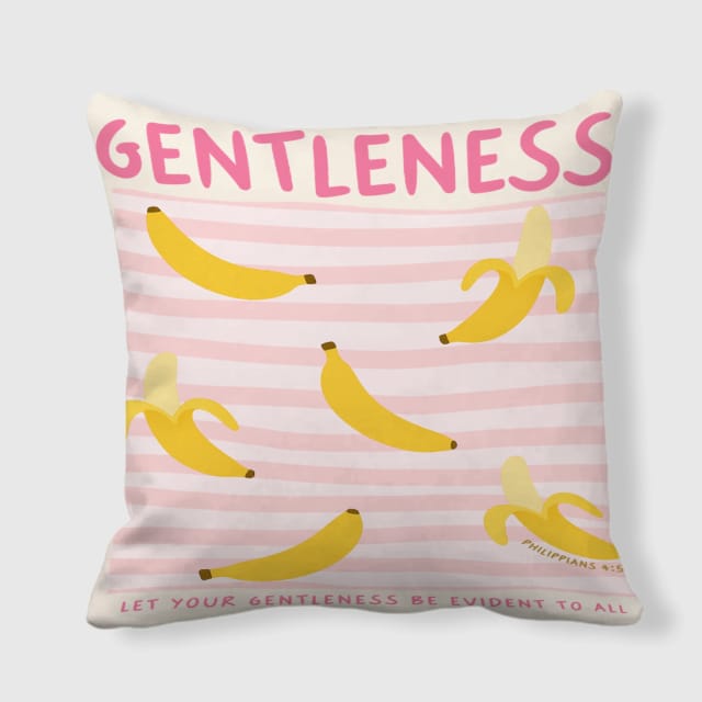 Gentleness Banana Scripture Throw Pillow for Christian Home Gifts