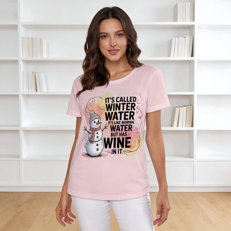Funny Snowman Wine Quote T-Shirt for Women Christmas Gift