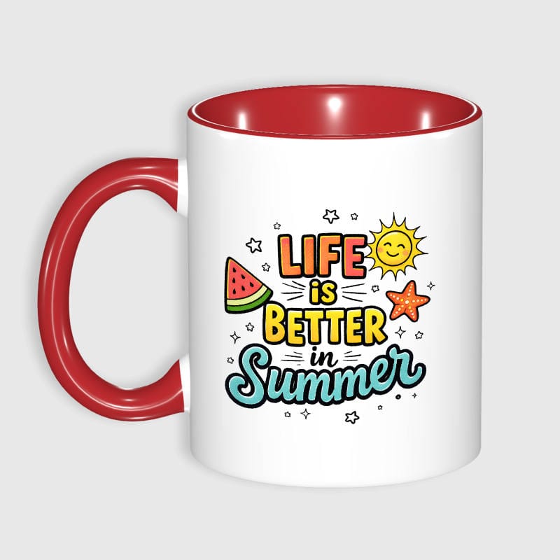 Summer Quote Red Accent Mug for Summer Lovers Daily Use