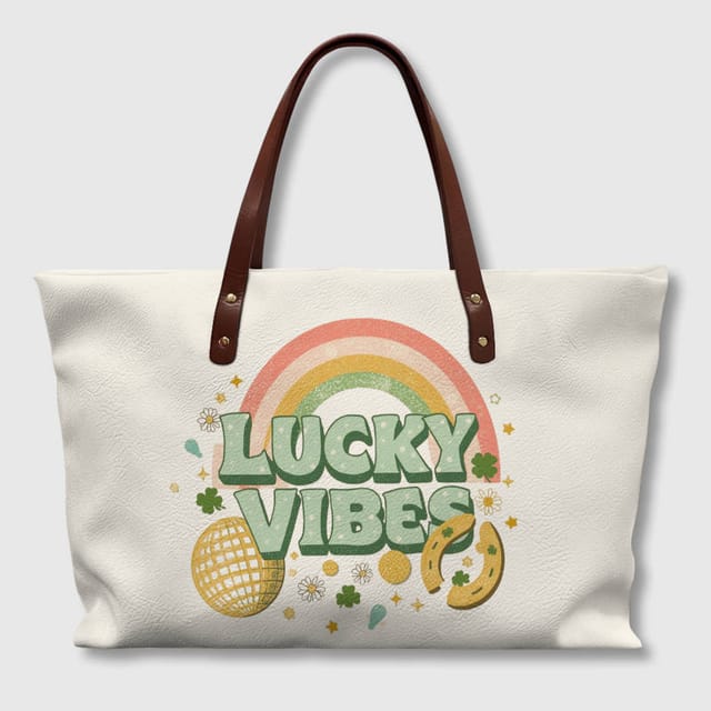 Lucky Vibes Rainbow Tote Bag for Women Daily Use