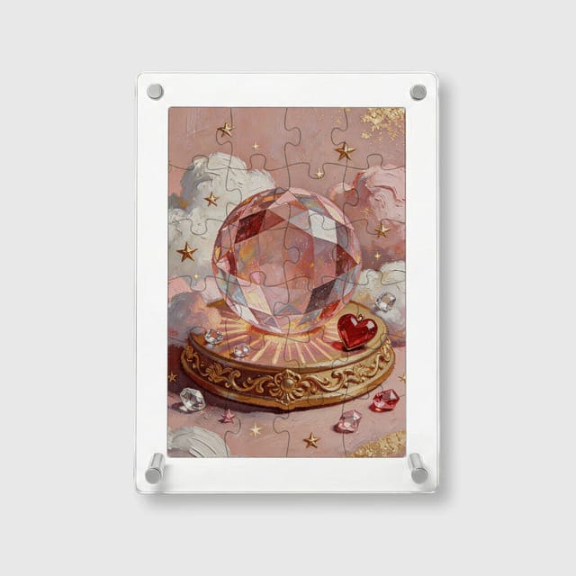 Pink Magic Crystal Ball Acrylic Puzzle for Her Valentine Gift