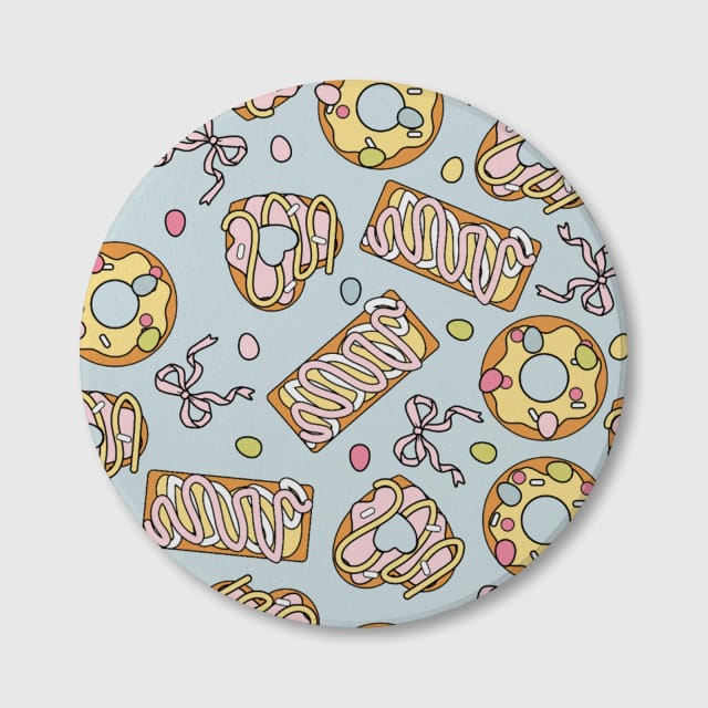 Cute Donut & Bow Ceramic Coaster for Valentine's Gift