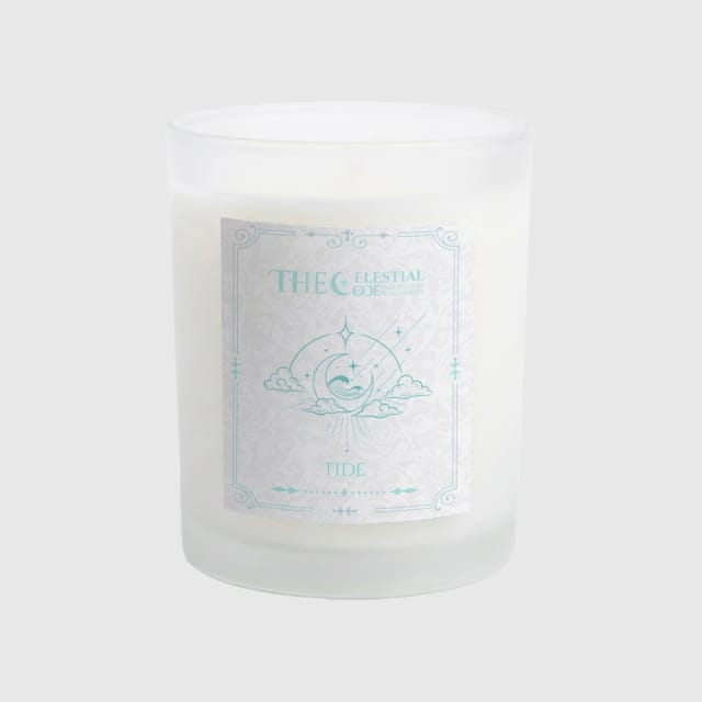 Celestial Tide Frosted Glass Candle for Home Gifting