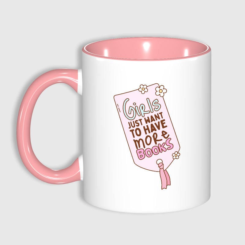 Book Lover Quote Pink Accent Mug for Girls Birthday Gift