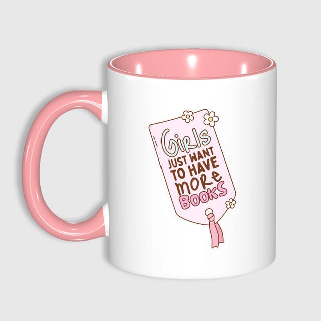 Book Lover Quote Pink Accent Mug for Girls Birthday Gift